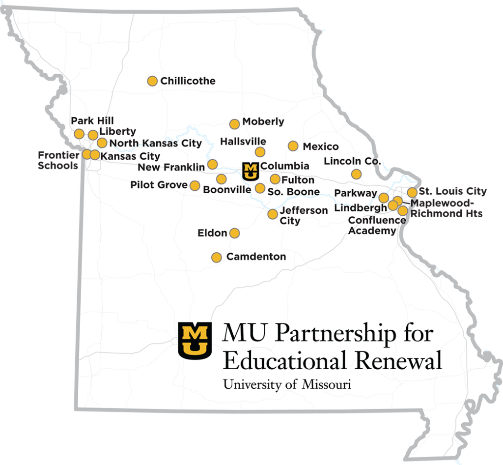 MU Partnership for Educational Renewal Partner Districts map, University of Missouri College of Education & Human Development